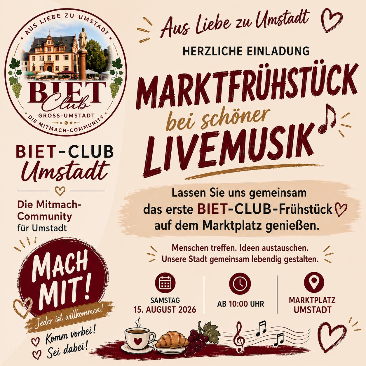 Ankündigung – Biet Club Veranstaltung